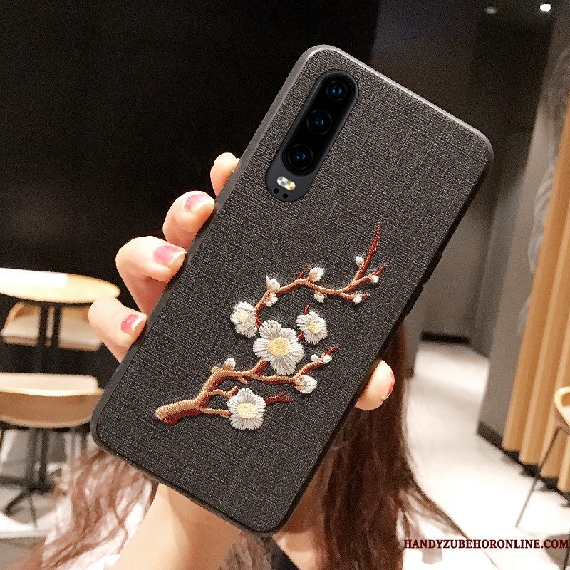 Hoesje Huawei P30 Bescherming Telefoon Mooie, Hoes Huawei P30 Siliconen Net Red Grijs