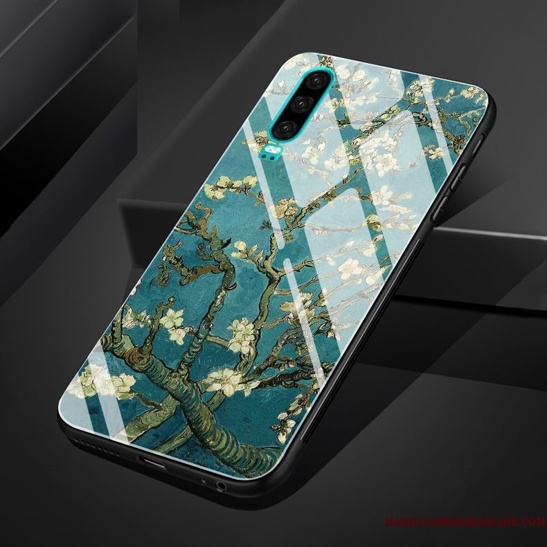 Hoesje Huawei P30 Bescherming Vers Olieverfschilderij, Hoes Huawei P30 Vintage Wind Glas