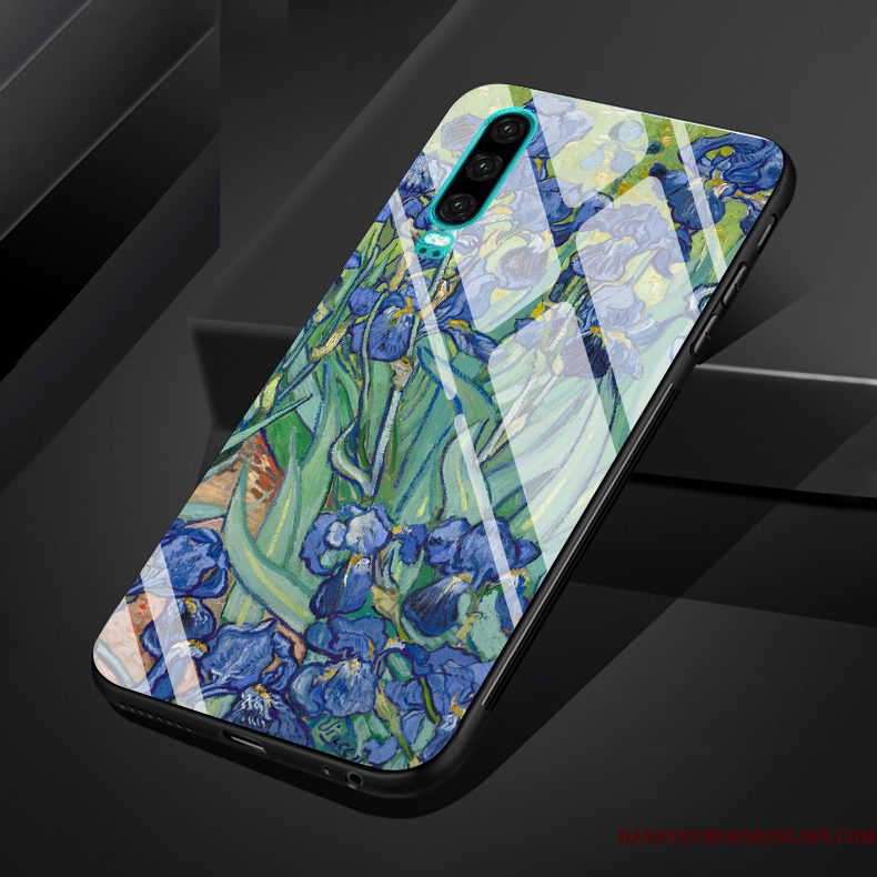 Hoesje Huawei P30 Bescherming Vers Olieverfschilderij, Hoes Huawei P30 Vintage Wind Glas