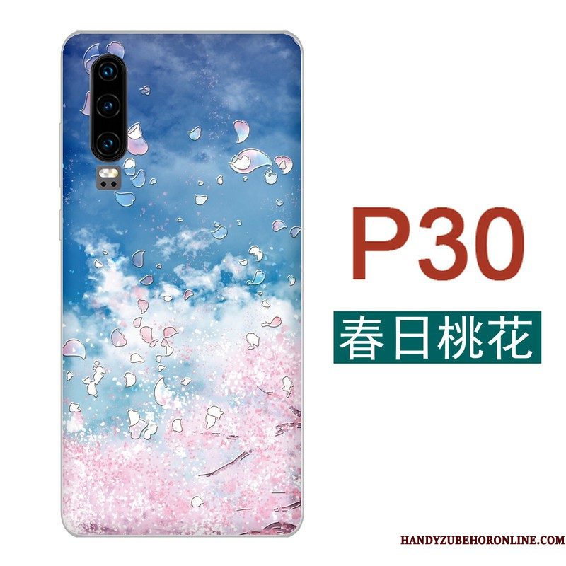 Hoesje Huawei P30 Blauw Vers, Hoes Huawei P30 Kers Wind