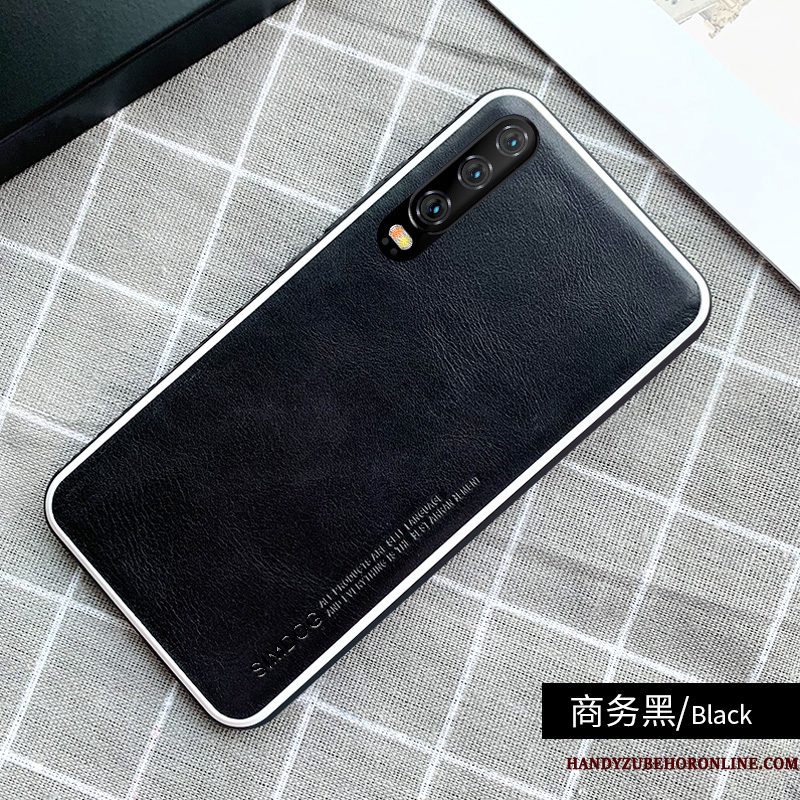 Hoesje Huawei P30 Leer Ademend High End, Hoes Huawei P30 Zakken Anti-fall Eenvoudige