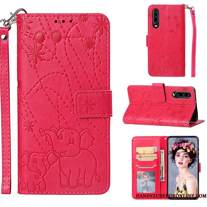 Hoesje Huawei P30 Leer Anti-falltelefoon, Hoes Huawei P30 Folio Purper