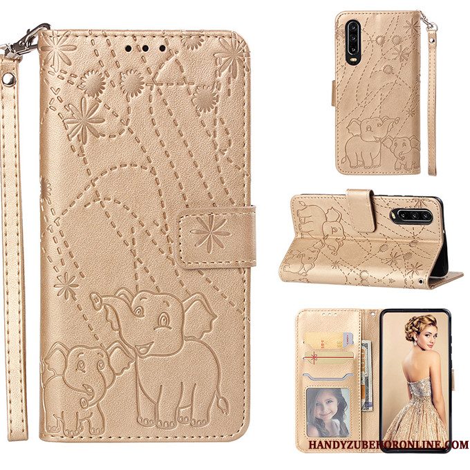 Hoesje Huawei P30 Leer Anti-falltelefoon, Hoes Huawei P30 Folio Purper