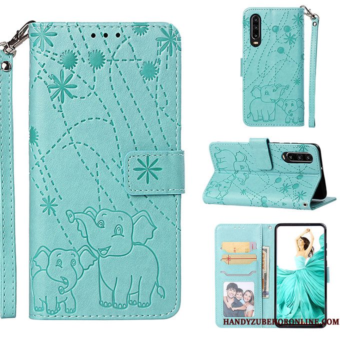 Hoesje Huawei P30 Leer Anti-falltelefoon, Hoes Huawei P30 Folio Purper