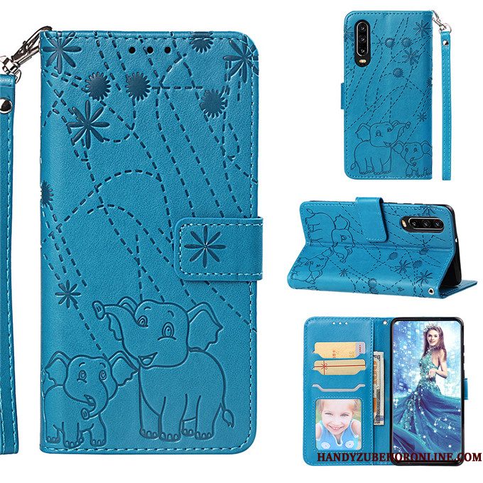 Hoesje Huawei P30 Leer Anti-falltelefoon, Hoes Huawei P30 Folio Purper