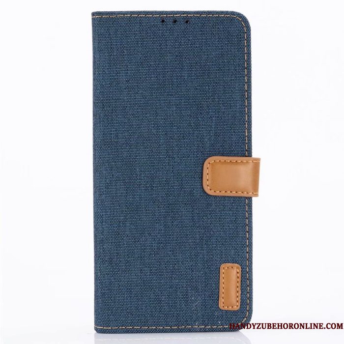 Hoesje Huawei P30 Leer Denim Kaart, Hoes Huawei P30 Portemonnee Klittenband Blauw