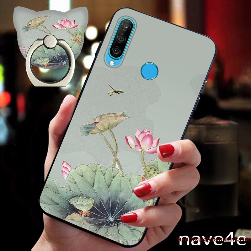 Hoesje Huawei P30 Lite Scheppend Bloemen Persoonlijk, Hoes Huawei P30 Lite Zacht Chinese Stijl Anti-fall