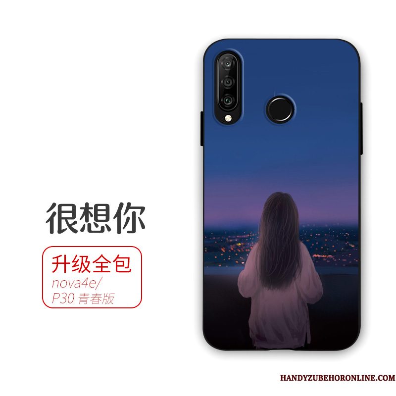 Hoesje Huawei P30 Lite Scheppend Geel Hanger, Hoes Huawei P30 Lite Zacht Lovers Persoonlijk