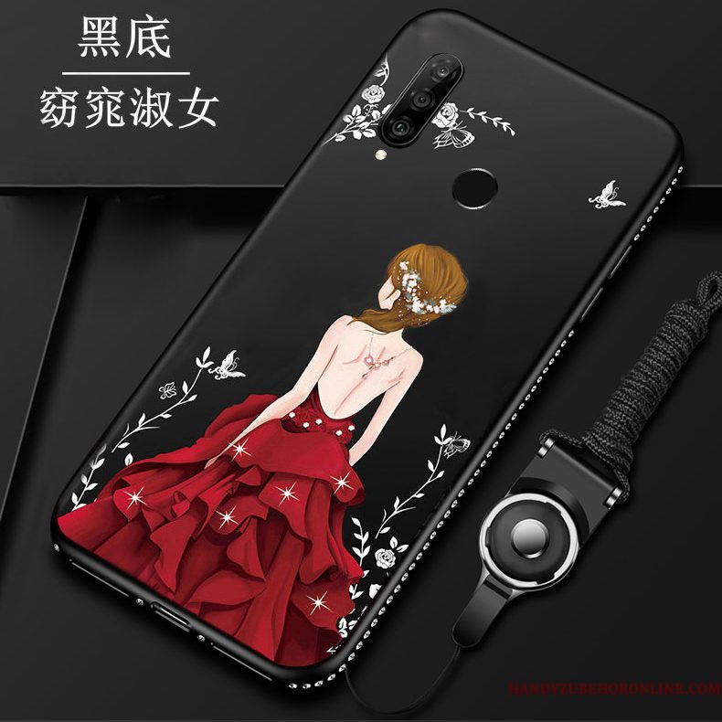 Hoesje Huawei P30 Lite Scheppend Rood Hanger, Hoes Huawei P30 Lite Zacht Telefoon