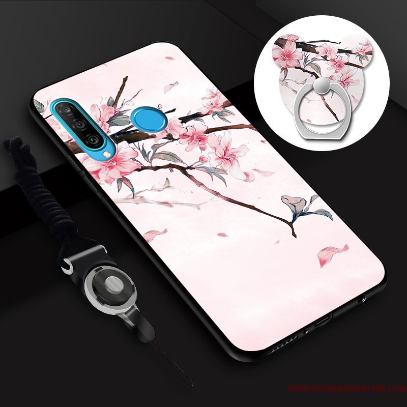 Hoesje Huawei P30 Lite Siliconen Skärmskydd Roze, Hoes Huawei P30 Lite Zacht Anti-fall Jeugd