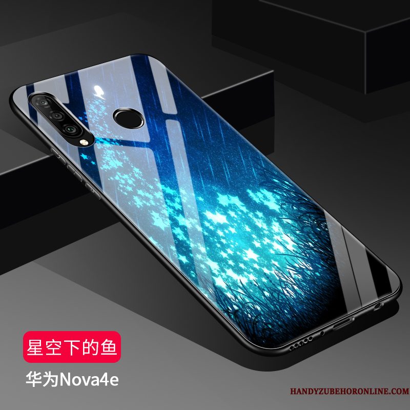 Hoesje Huawei P30 Lite Siliconen Telefoon Glas, Hoes Huawei P30 Lite Zakken Zwart