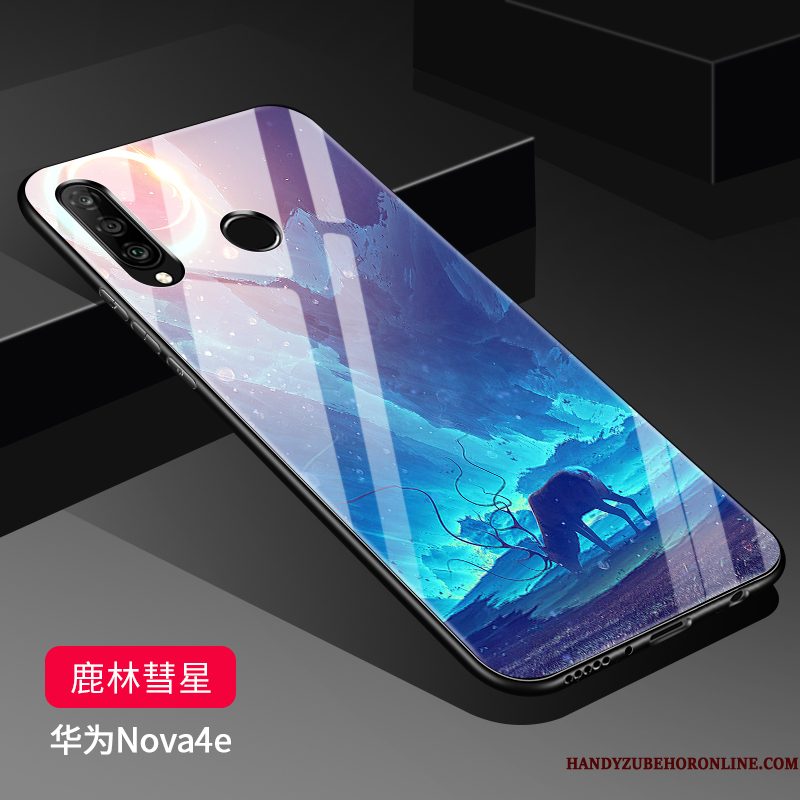 Hoesje Huawei P30 Lite Siliconen Telefoon Glas, Hoes Huawei P30 Lite Zakken Zwart