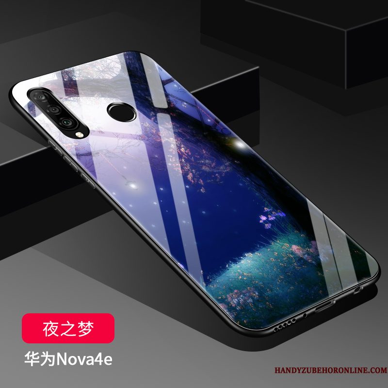 Hoesje Huawei P30 Lite Siliconen Telefoon Glas, Hoes Huawei P30 Lite Zakken Zwart