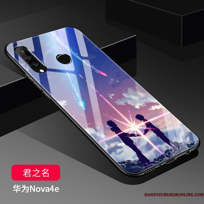 Hoesje Huawei P30 Lite Siliconen Telefoon Glas, Hoes Huawei P30 Lite Zakken Zwart