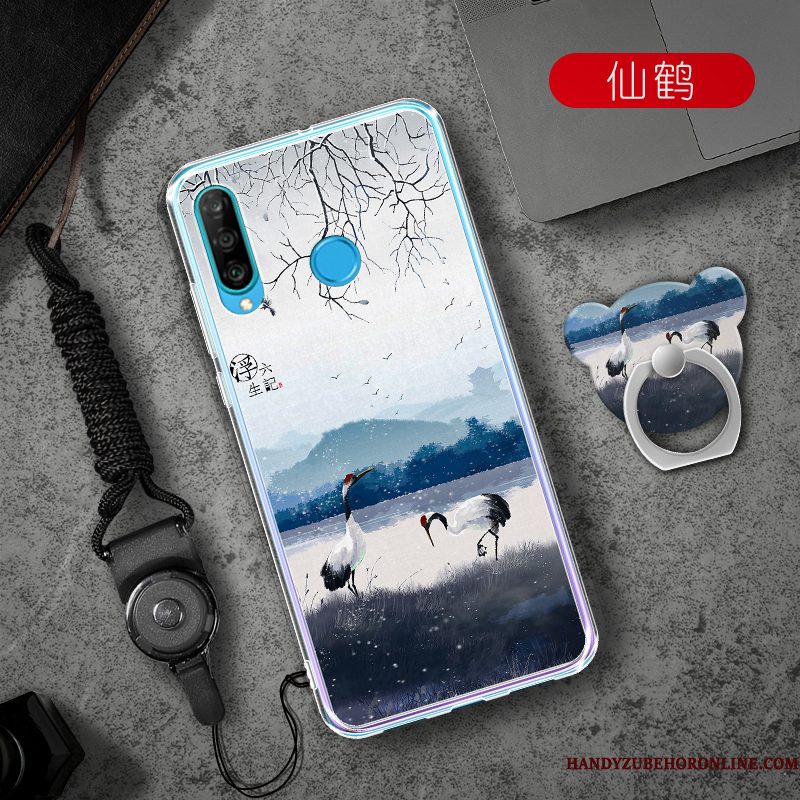 Hoesje Huawei P30 Lite Zacht Anti-fall Hanger, Hoes Huawei P30 Lite Bescherming Telefoon Rood