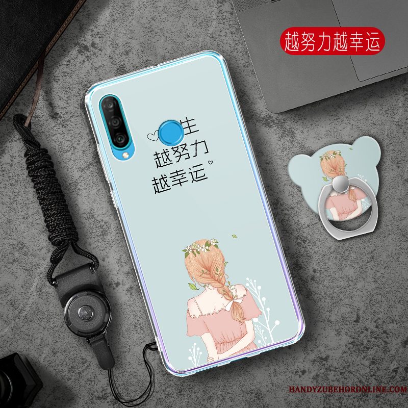 Hoesje Huawei P30 Lite Zacht Anti-fall Hanger, Hoes Huawei P30 Lite Bescherming Telefoon Rood