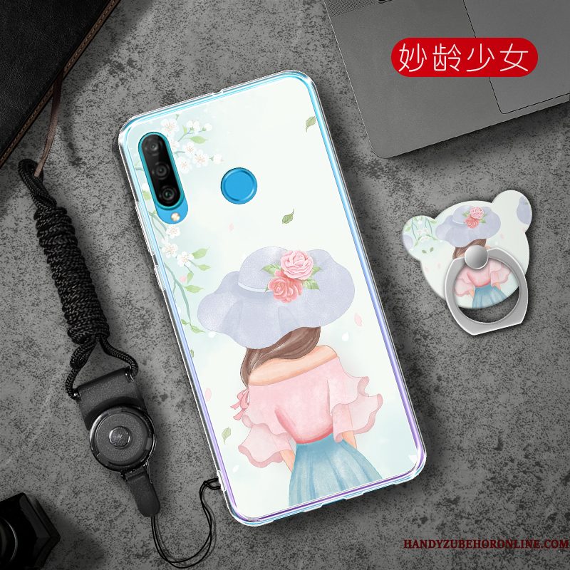 Hoesje Huawei P30 Lite Zacht Anti-fall Hanger, Hoes Huawei P30 Lite Bescherming Telefoon Rood