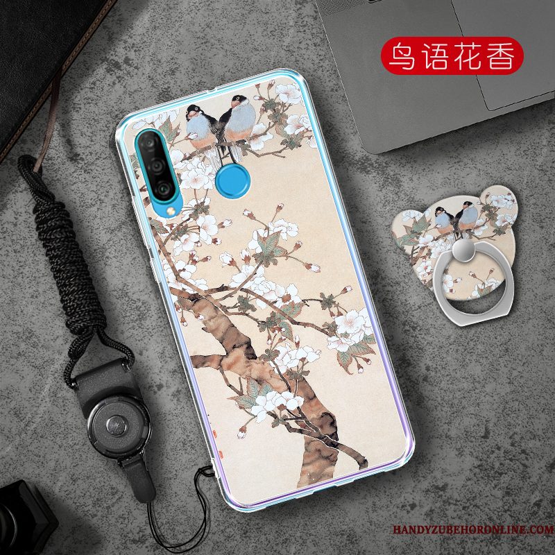 Hoesje Huawei P30 Lite Zacht Anti-fall Hanger, Hoes Huawei P30 Lite Bescherming Telefoon Rood