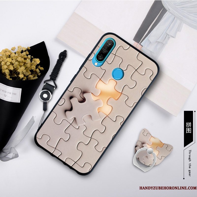 Hoesje Huawei P30 Lite Zacht Grijs Anti-fall, Hoes Huawei P30 Lite Scheppend Telefoon Trend