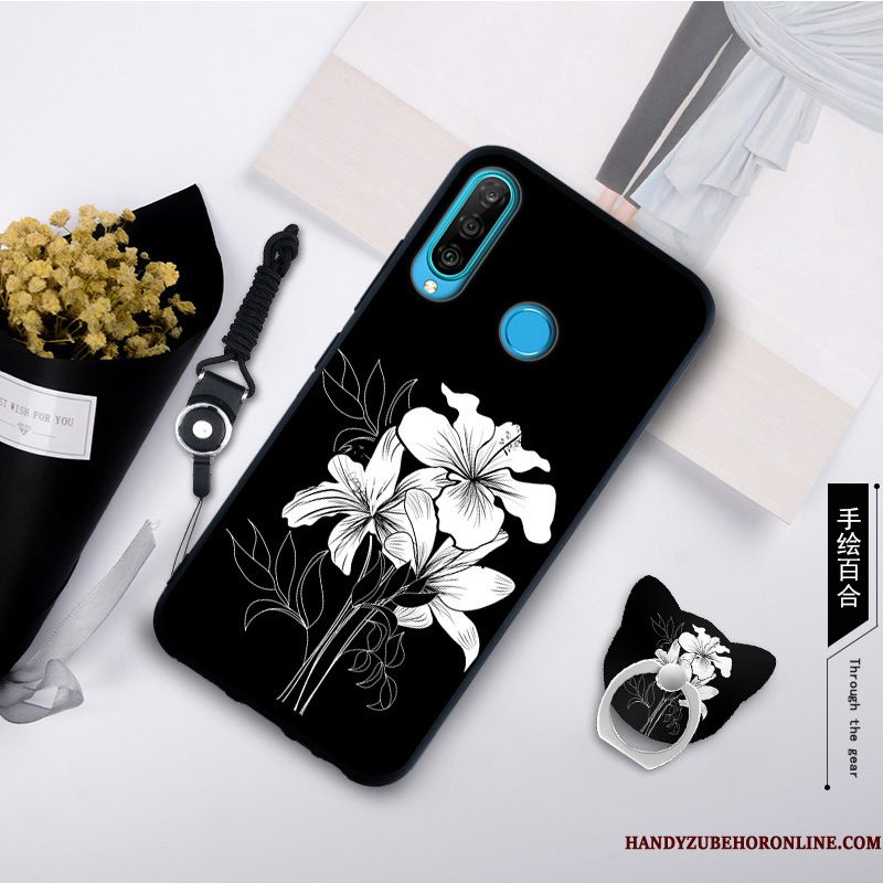 Hoesje Huawei P30 Lite Zacht Grijs Anti-fall, Hoes Huawei P30 Lite Scheppend Telefoon Trend