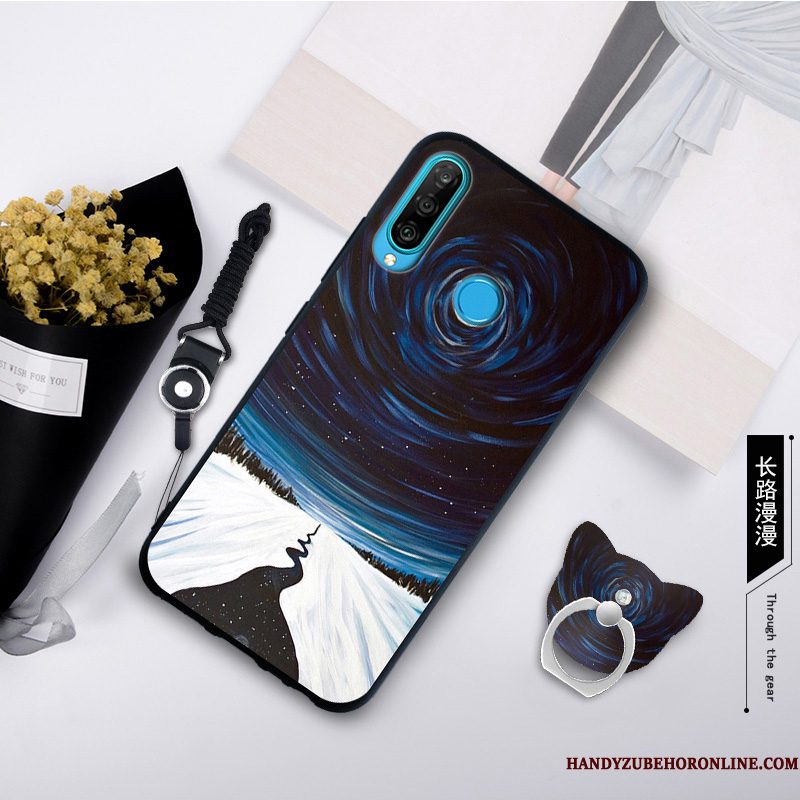 Hoesje Huawei P30 Lite Zacht Grijs Anti-fall, Hoes Huawei P30 Lite Scheppend Telefoon Trend