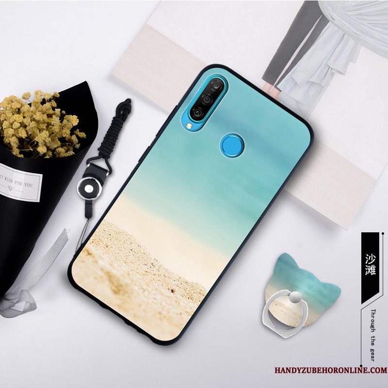 Hoesje Huawei P30 Lite Zacht Grijs Anti-fall, Hoes Huawei P30 Lite Scheppend Telefoon Trend