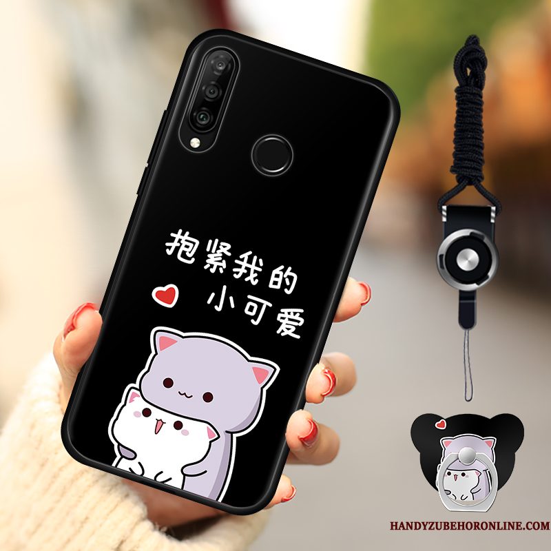 Hoesje Huawei P30 Lite Zacht Telefoon Anti-fall, Hoes Huawei P30 Lite Bescherming Net Red Zwart