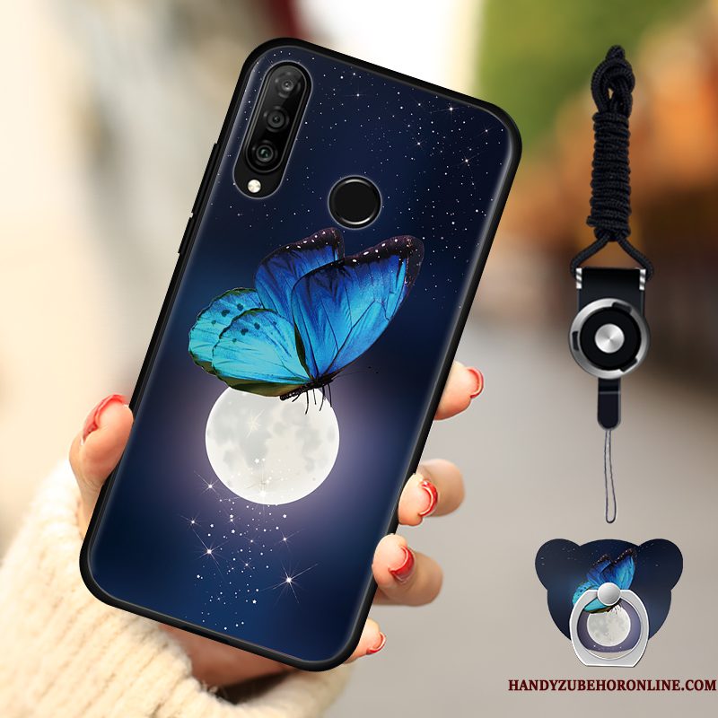 Hoesje Huawei P30 Lite Zacht Telefoon Anti-fall, Hoes Huawei P30 Lite Bescherming Net Red Zwart