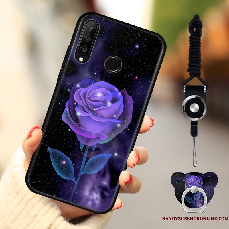 Hoesje Huawei P30 Lite Zacht Telefoon Anti-fall, Hoes Huawei P30 Lite Bescherming Net Red Zwart