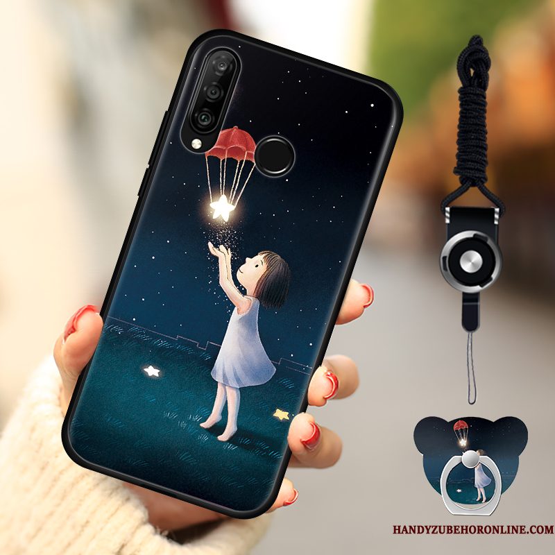 Hoesje Huawei P30 Lite Zacht Telefoon Anti-fall, Hoes Huawei P30 Lite Bescherming Net Red Zwart