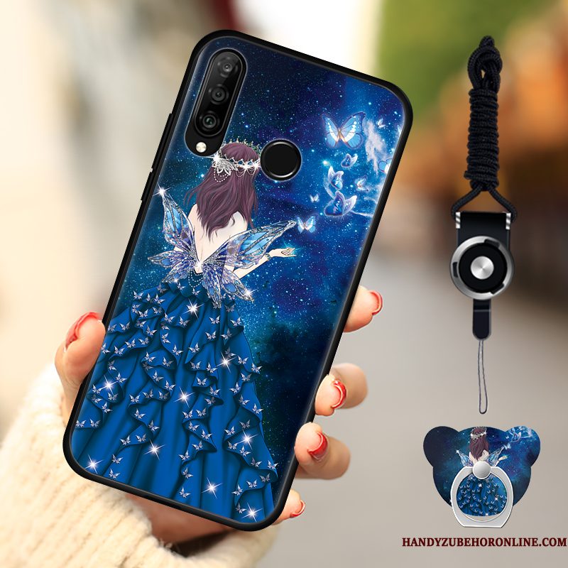 Hoesje Huawei P30 Lite Zacht Telefoon Anti-fall, Hoes Huawei P30 Lite Bescherming Net Red Zwart