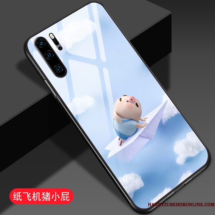 Hoesje Huawei P30 Pro Bescherming Glas Net Red, Hoes Huawei P30 Pro Spotprent Groen Anti-fall