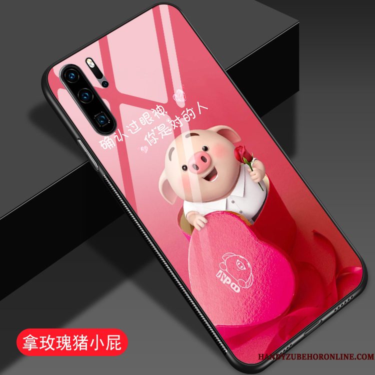 Hoesje Huawei P30 Pro Bescherming Glas Net Red, Hoes Huawei P30 Pro Spotprent Groen Anti-fall