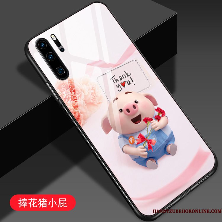 Hoesje Huawei P30 Pro Bescherming Glas Net Red, Hoes Huawei P30 Pro Spotprent Groen Anti-fall