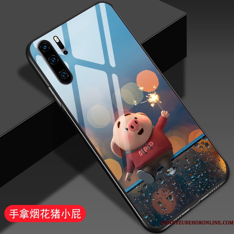 Hoesje Huawei P30 Pro Bescherming Glas Net Red, Hoes Huawei P30 Pro Spotprent Groen Anti-fall