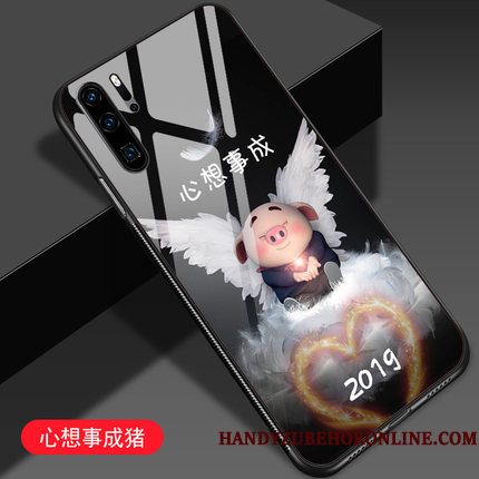 Hoesje Huawei P30 Pro Bescherming Glas Net Red, Hoes Huawei P30 Pro Spotprent Groen Anti-fall