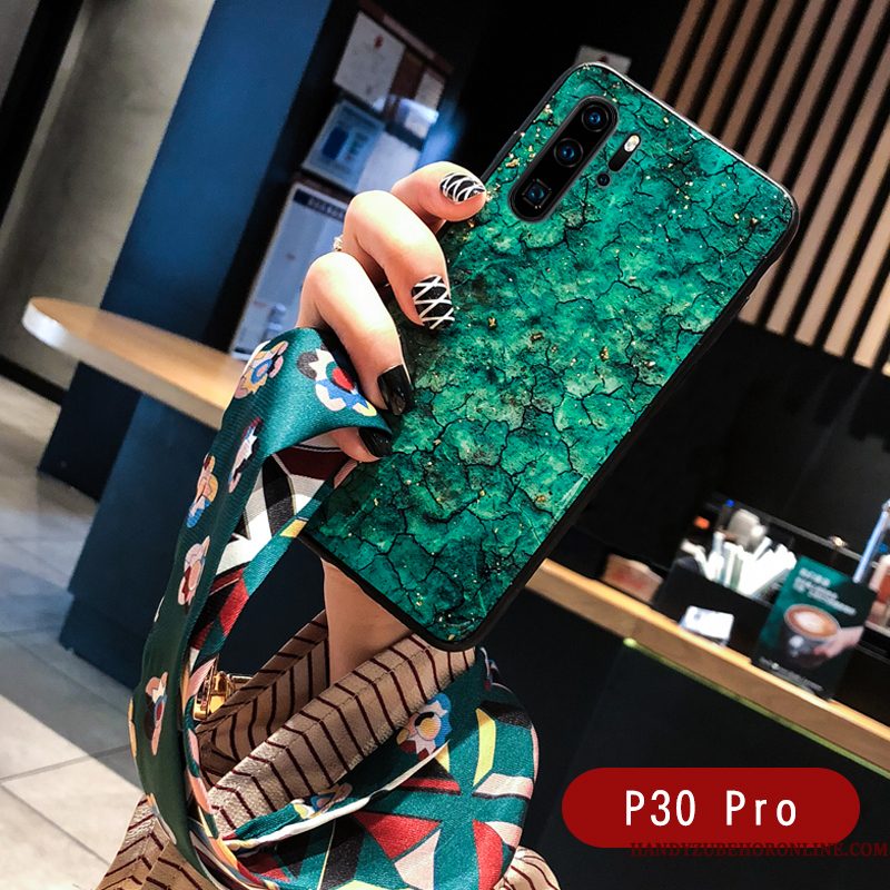 Hoesje Huawei P30 Pro Bescherming Hanger Wind, Hoes Huawei P30 Pro Siliconen Patroon Grote