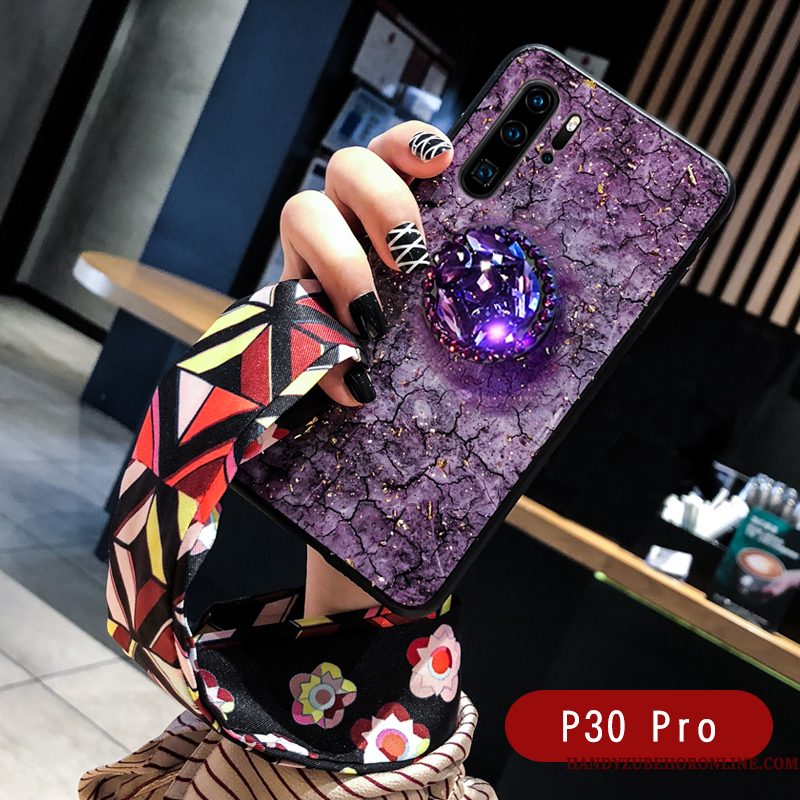 Hoesje Huawei P30 Pro Bescherming Hanger Wind, Hoes Huawei P30 Pro Siliconen Patroon Grote