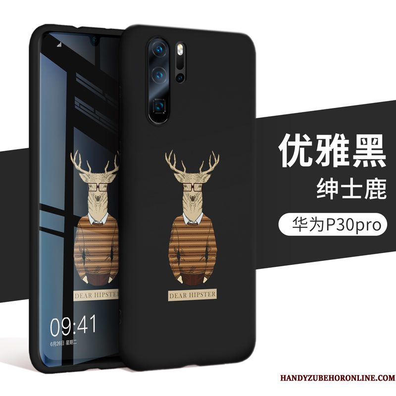 Hoesje Huawei P30 Pro Bescherming Trendy Merktelefoon, Hoes Huawei P30 Pro Siliconen Anti-fall Zwart