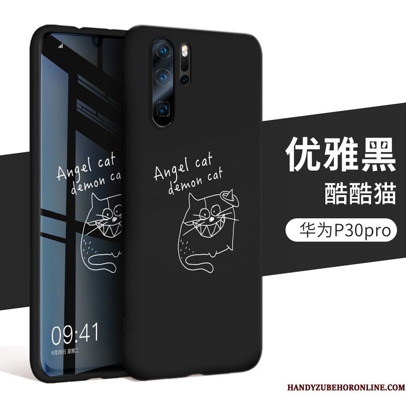 Hoesje Huawei P30 Pro Bescherming Trendy Merktelefoon, Hoes Huawei P30 Pro Siliconen Anti-fall Zwart