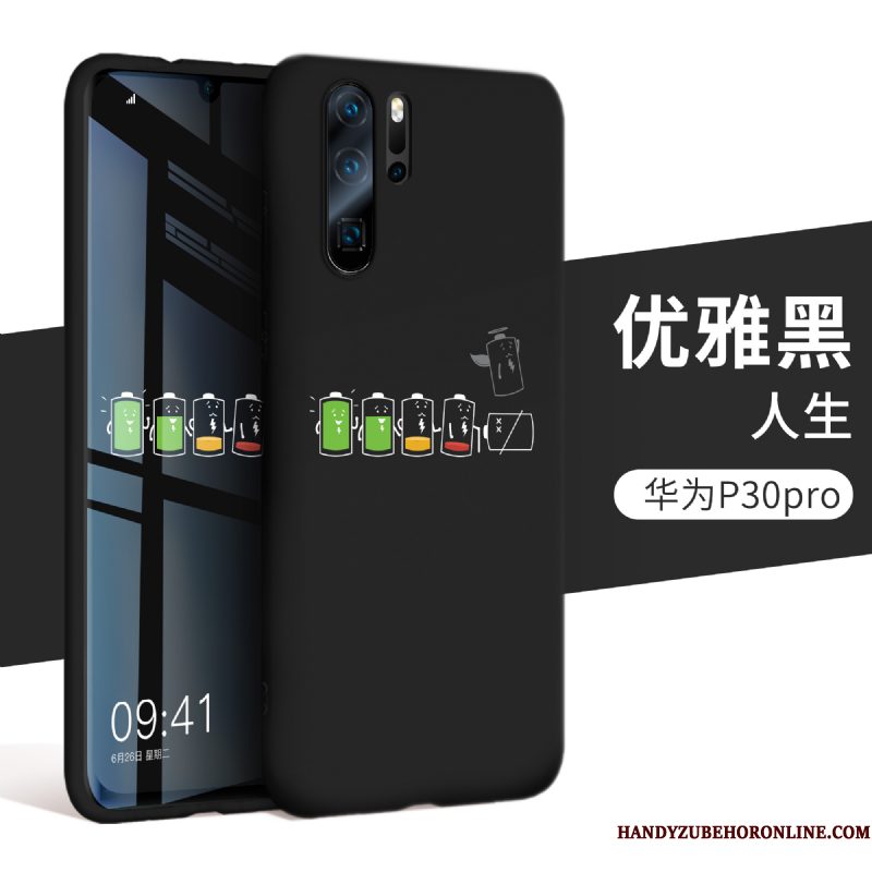 Hoesje Huawei P30 Pro Bescherming Trendy Merktelefoon, Hoes Huawei P30 Pro Siliconen Anti-fall Zwart