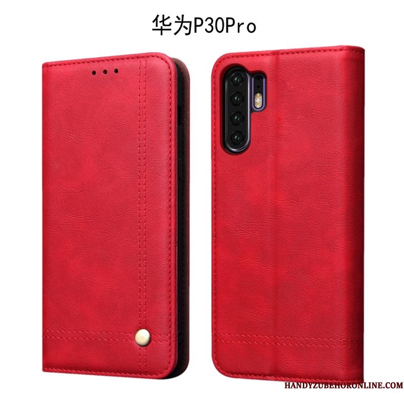 Hoesje Huawei P30 Pro Folio Telefoon Diepe Kleur, Hoes Huawei P30 Pro Zacht Anti-fall