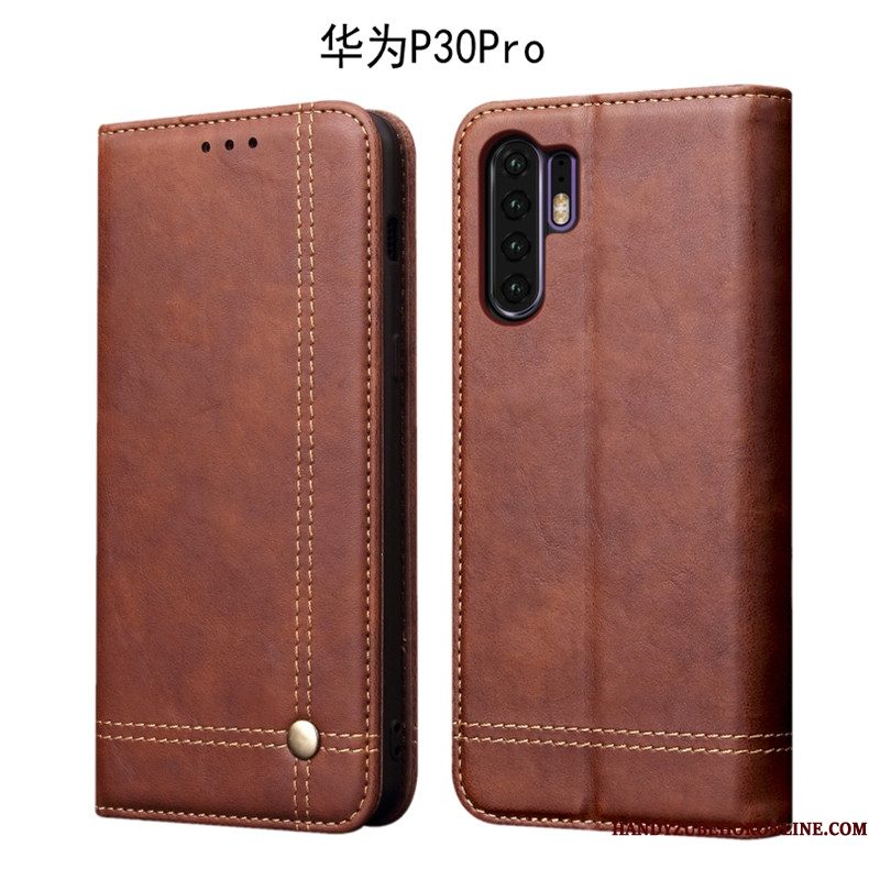 Hoesje Huawei P30 Pro Folio Telefoon Diepe Kleur, Hoes Huawei P30 Pro Zacht Anti-fall