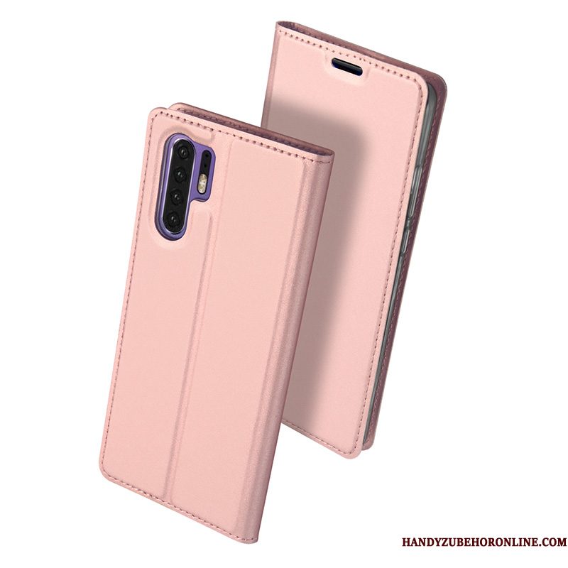 Hoesje Huawei P30 Pro Leer Kaarttelefoon, Hoes Huawei P30 Pro Siliconen Doorzichtig Goud