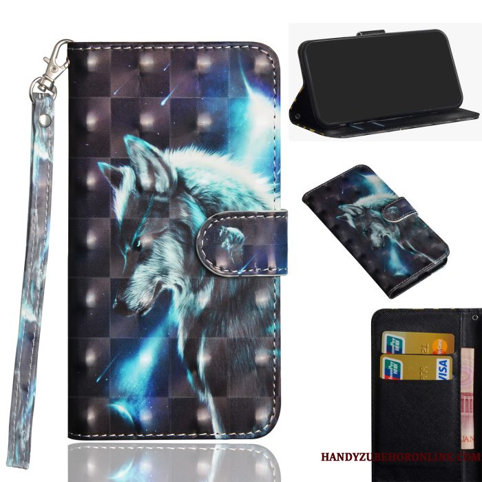 Hoesje Huawei P30 Pro Leer Telefoon Blauw, Hoes Huawei P30 Pro Scheppend Kaart