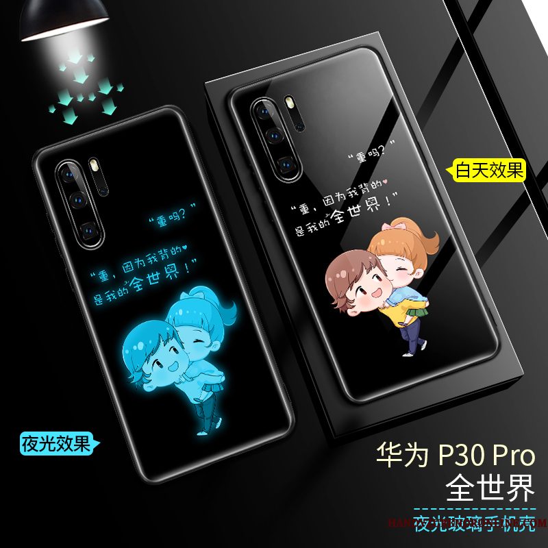 Hoesje Huawei P30 Pro Siliconen Anti-fall Net Red, Hoes Huawei P30 Pro Bescherming Telefoon Blauw