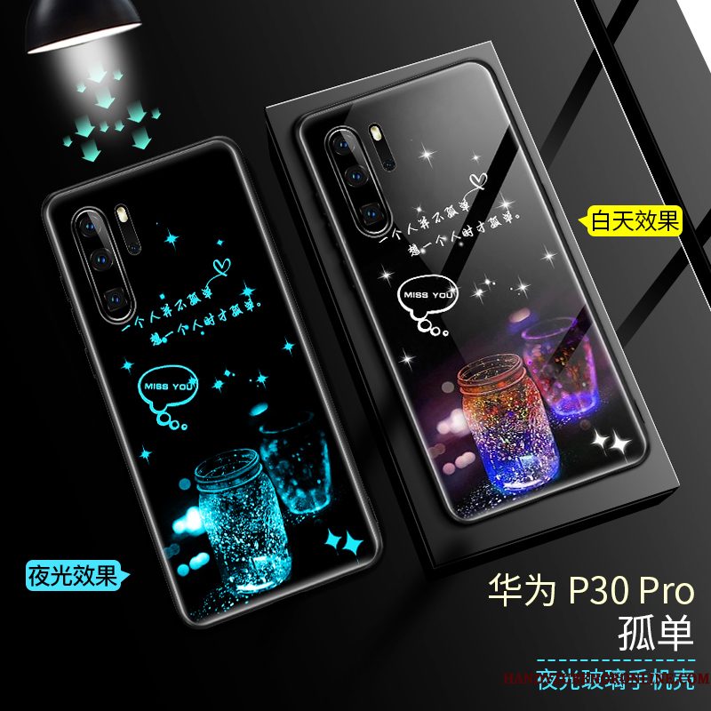 Hoesje Huawei P30 Pro Siliconen Anti-fall Net Red, Hoes Huawei P30 Pro Bescherming Telefoon Blauw