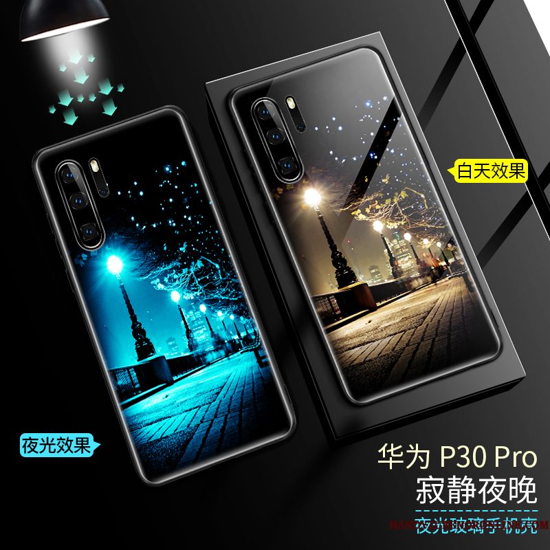 Hoesje Huawei P30 Pro Siliconen Anti-fall Net Red, Hoes Huawei P30 Pro Bescherming Telefoon Blauw
