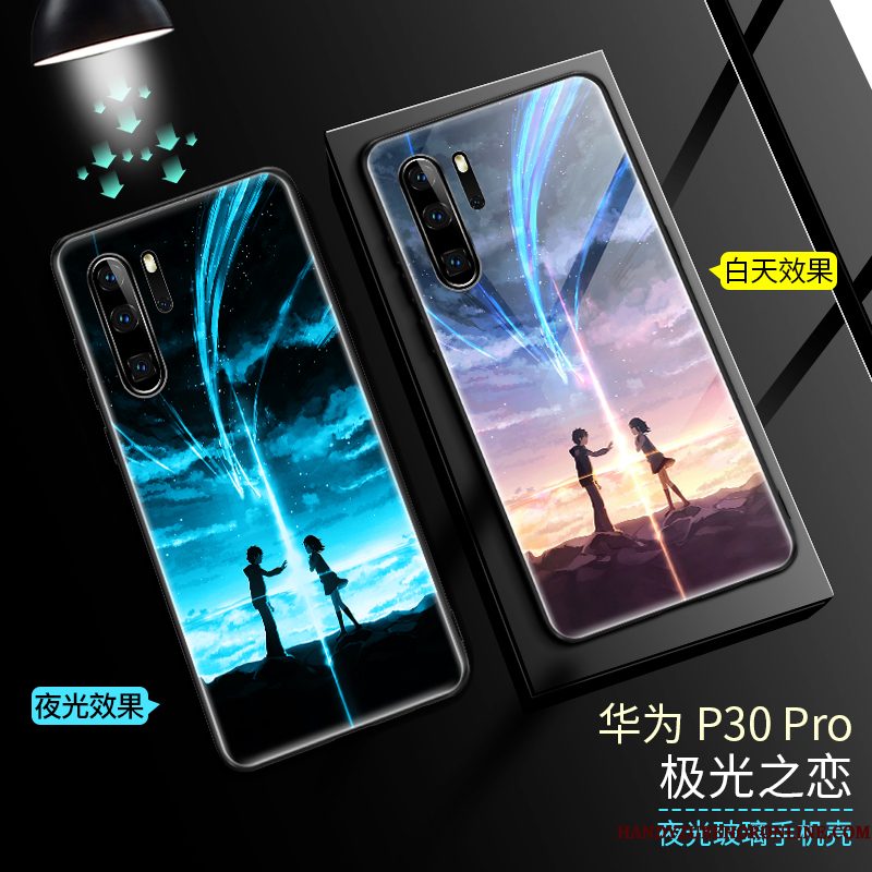 Hoesje Huawei P30 Pro Siliconen Anti-fall Net Red, Hoes Huawei P30 Pro Bescherming Telefoon Blauw