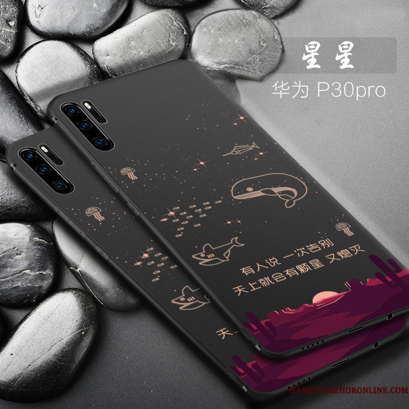 Hoesje Huawei P30 Pro Siliconen Schrobben Trend, Hoes Huawei P30 Pro Bescherming Anti-fall Zwart